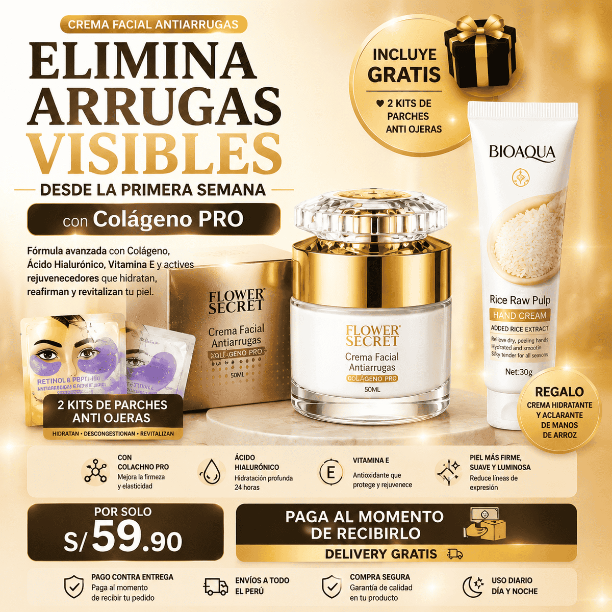 🔥💎Crema Antiarrugas Colágeno Pro 💖 | ¡Luce una Piel Más Joven y Radiante desde la 1 semana! ✨