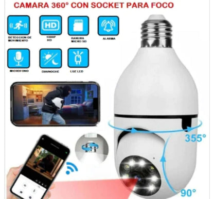 🤩 Super Camara seguridad 360°(tipo foco)(wifi) 📷🔒📹📱