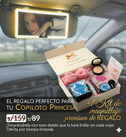 💖 El Regalo Perfecto para Ella ✨ | Espejo LED para Auto + Kit de Maquillaje Premium 💄🚗