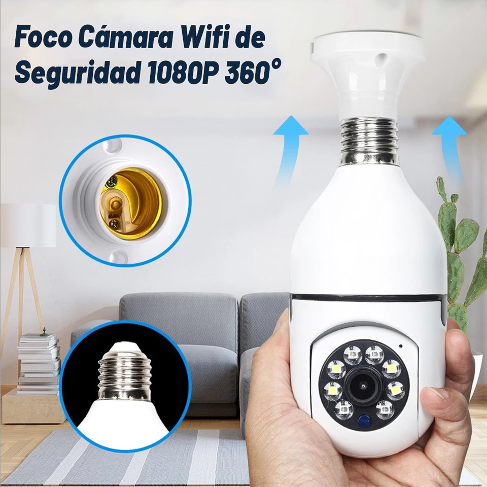 🤩 Super Camara seguridad 360°(tipo foco)(wifi) 📷🔒📹📱