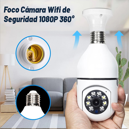 🤩 Super Camara seguridad 360°(tipo foco)(wifi) 📷🔒📹📱