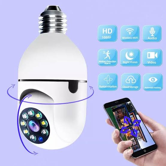 🤩 Super Camara seguridad 360°(tipo foco)(wifi) 📷🔒📹📱